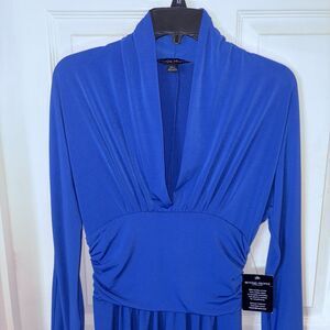 Boston Proper Andrea Behar Women’s Dress Deep V-neck Stretchy Royal Blue S *NEW*